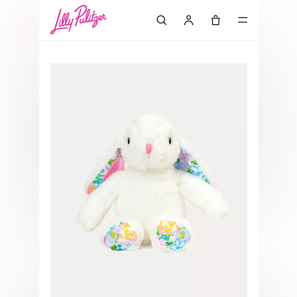 NWT/GWP Lilly Pulitzer White Bunny with Colorful Floral Ears